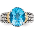 thumbnail image 5 of 14K/Silver Two-Tone Sterling Silver With 14K Swiss Blue Topaz Ring (Size 7) Made In Thailand qtc211-7, 5 of 5