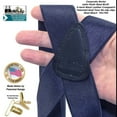 thumbnail image 3 of Holdup Brand Deep Steel Blue Satin Finish Suspenders in X-back style with Patented gold tone No-slip Clips, 3 of 4