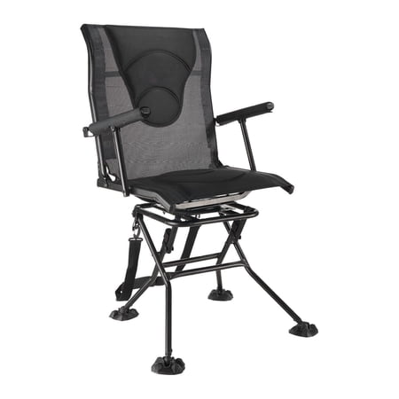 Hunting Chair 360° Swivel Foldable Heavy Duty Steel Frame 300 Lbs Capacity Portable Blind Chair with Armrests & Carry Strap for Fishing Camping