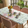 thumbnail image 3 of Easter Table Cloths for 3 Foot Rectangle Tables, Spring Bunny Ears Feet Flowers Green Plaid Patio Waterproof Elastic Fitted Tablecloths, Washable Rectangular Table Cover for Camping, 3 of 8