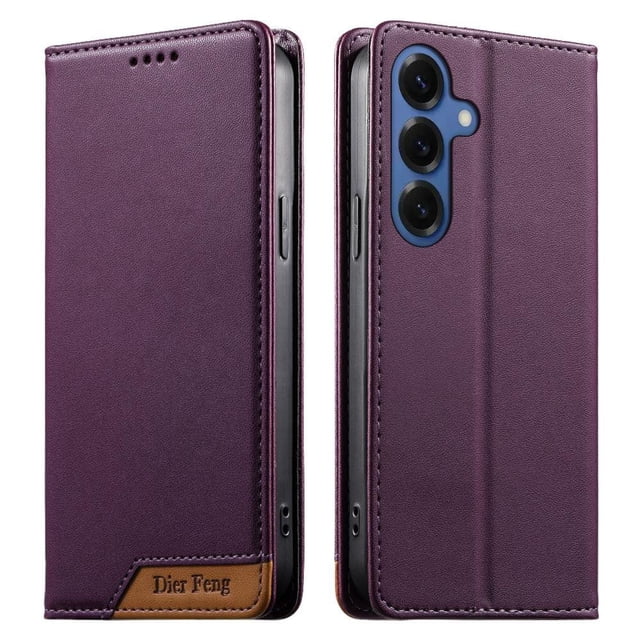 Funda Tipo Cartera de Cuero Sintético para Samsung Galaxy S26 Bloqueo RFID, con Ranuras para Tarjetas y Bolsillo para Efectivo, Cierre Magnético Fuerte Morado