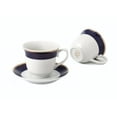 thumbnail image 4 of Set of 4 Colorful Porcelain Tea-Coffee Cups and Saucers Set - 8 oz, Blue and Gold, 4 of 5