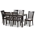 thumbnail image 2 of Baxton Studio Minette Modern and Contemporary Gray Fabric Upholstered and Espresso Brown Finished Wood 7-Piece Dining Set, 2 of 8
