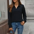 thumbnail image 2 of CHGBMOK Womens Long Sleeve Shirts Collared V Neck Knitted Business Casual Tops Ribbed Sweater Loose Blouses, 2 of 4