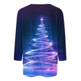 thumbnail image 4 of Womens Christmas Tops 3/4 Length Sleeve Crew Neck Xmas Tree Printed Graphic Tee Shirts Holiday Casual T-shirt (2XL, Blue 01), 4 of 5