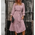 thumbnail image 3 of Tiered Ruffle Maxi Dress,Women's V-Neck Long Sleeve Flowy Maxi Dress with Tunic Waist Raised Design, 3 of 6