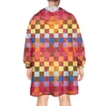 thumbnail image 2 of Colorful Geometric Pattern Wearable Oversized Blanket,Wearable Blanket Hoodie for Adults,Cozy Hooded Blankets with Super Pockets,Super Warm Fuzzy Pullover for Women & Men, 2 of 6