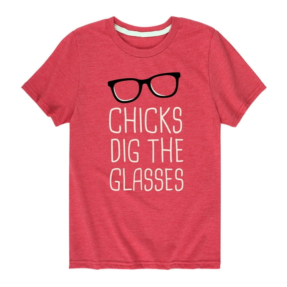 Instant Message - Chicks Dig The Glasses  - Toddler And Youth Short Sleeve Graphic T-Shirt