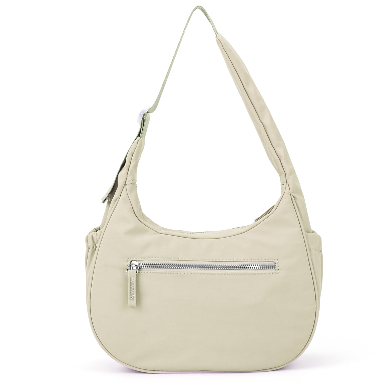 JANKS Small Puffer Crescent Shoulder Bag for Women, Nylon Quilted Puffy Crossbody Purse, Cute Hobo Shoulder Handbags （Green)