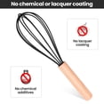 thumbnail image 4 of 2 Pcs Silicone Whisk, Trianu 10" Kitchen Silicone Whisks for Cooking Non Scratch, Wisking Tool Whisk Egg Bread Silicone Wisk with Wooden Handle, Black, 4 of 7