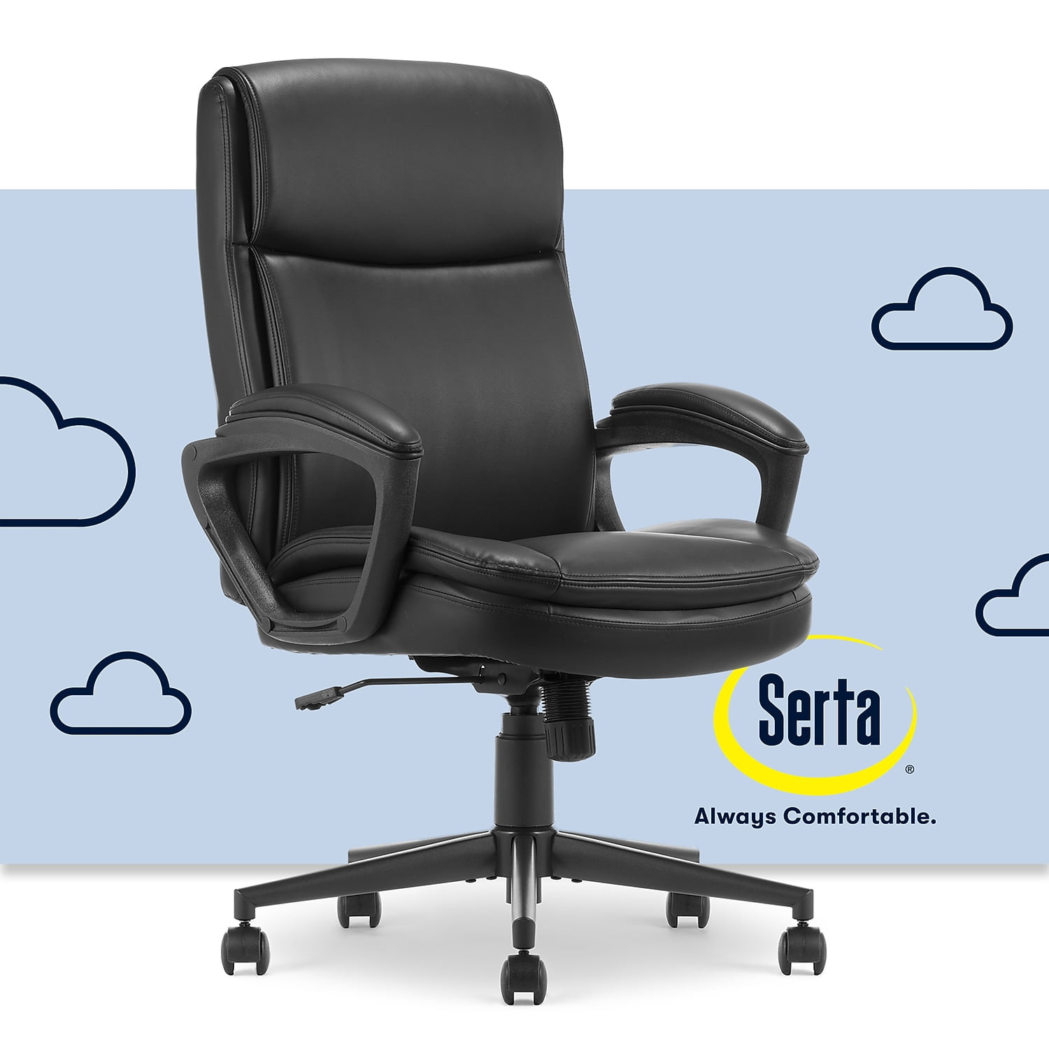 Serta Comfort Ergo Executive Office Chair Ergonomic with Black Bonded Leather