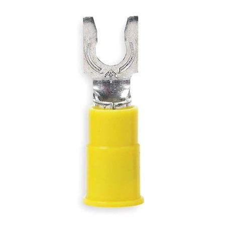 Fork Terminal,Lockng,#6 Stud,Yellow,PK50