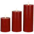 thumbnail image 3 of Northlight LED Flameless Flickering Wax Pillar Candles - 8" - Red - Set of 3, 3 of 7