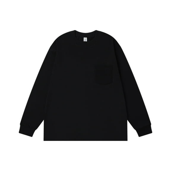 Crewneck Sweatshirts for Men with Pocket Long Sleeve Shirts Mens Casual Solid Color Pullover Slim Basic No Hood Going-Out Loungewear Sweatshirt Tops