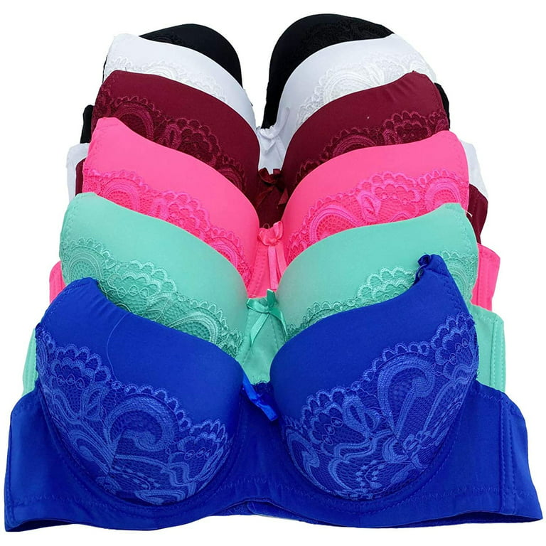 6 Piecec Full Cup Pushup Underwired Push Up Bra B and C Cup (34B