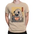 thumbnail image 2 of Ukiyo Block Print Pug Ramen Art Men's Off-White T-shirt, 2 of 3