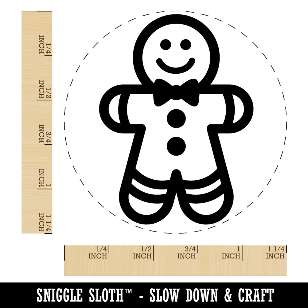 Gingerbread Man Christmas Cookie Self-Inking Rubber Stamp Ink Stamper - Black Ink - Large 1-1/2 Inch