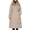 thumbnail image 6 of hoksml Women's Long Puffer Coat Fake Fur Collar Knee-Length Winter Jacket with Belted Waist Heavyweight Down Alternative Jacket, 6 of 8