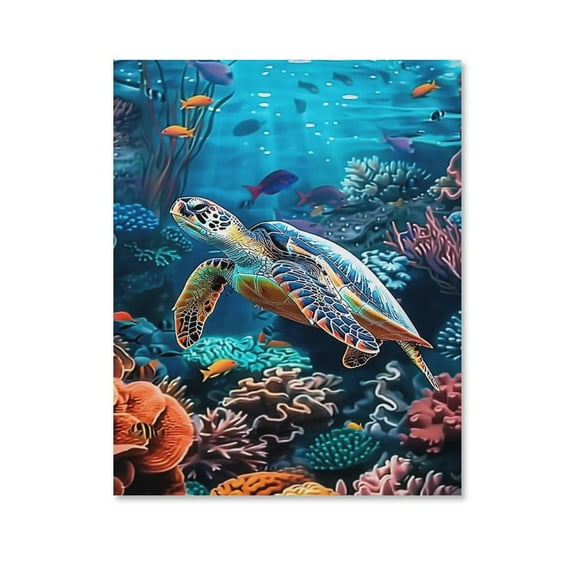 Turtle Swimming Poster Canvas- Perfect for Wall Artrations,Dining Room Decor, Bedroom Art, Wall Decor Living Room, Wall Art, Frameless 12x16inch