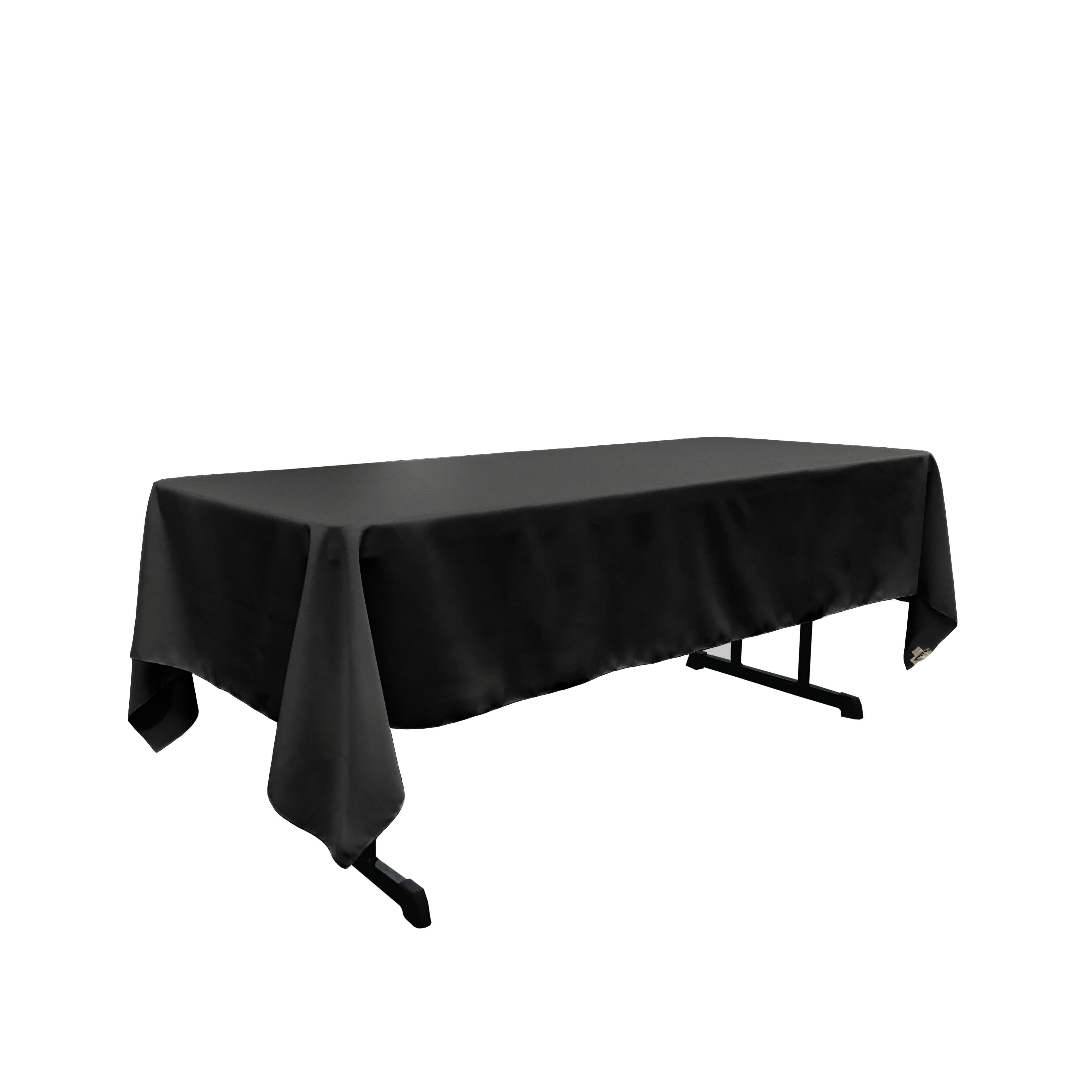 LA Linen Polyester Poplin Rectangular Tablecloth, 60 by 102Inch, Black