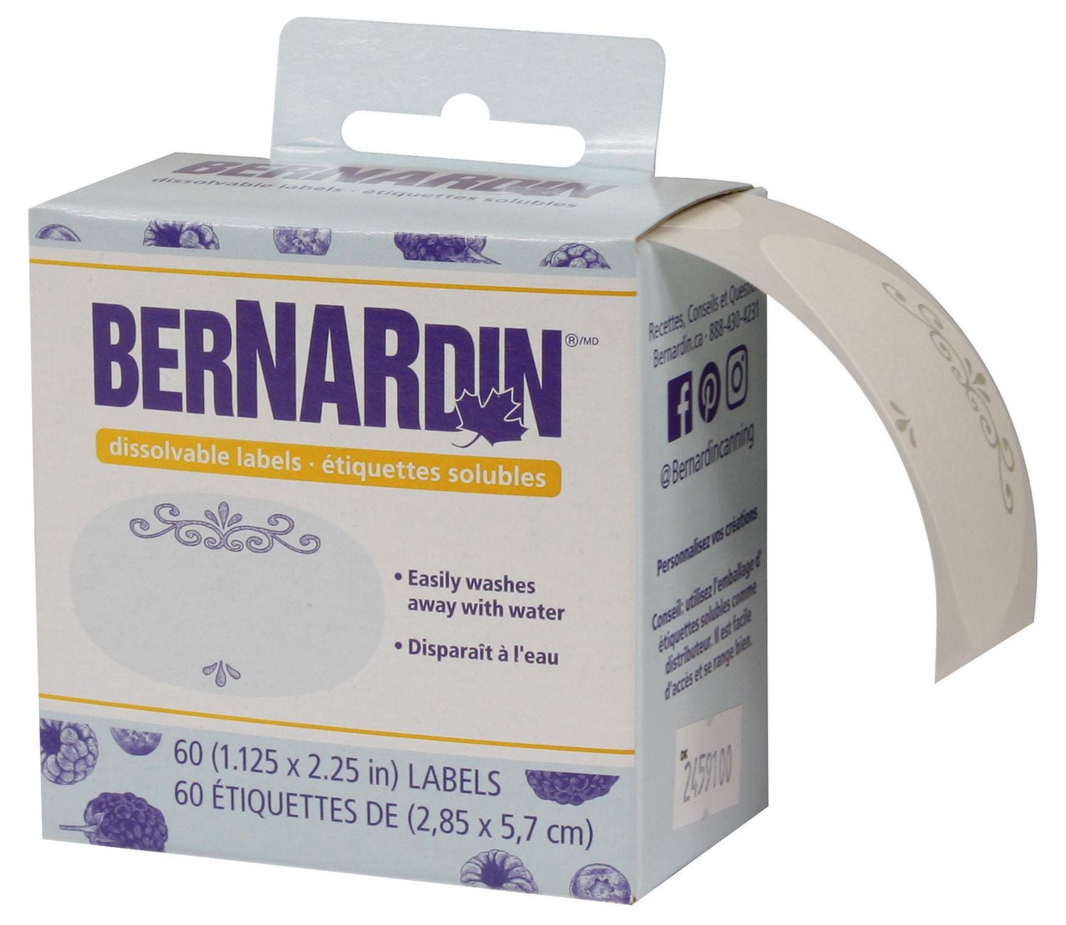 Bernardin Dissolvable Labels, 60 Count, BPA-free
