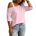 thumbnail image 4 of Warop Women's 3/4 Sleeve Tunic Top Casual Asymmetric Cold Shoulder Blouse Stylish Solid Shirts, 4 of 6