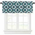 Boho Moroccan Blue Black Grey and White Geometric Window Valances