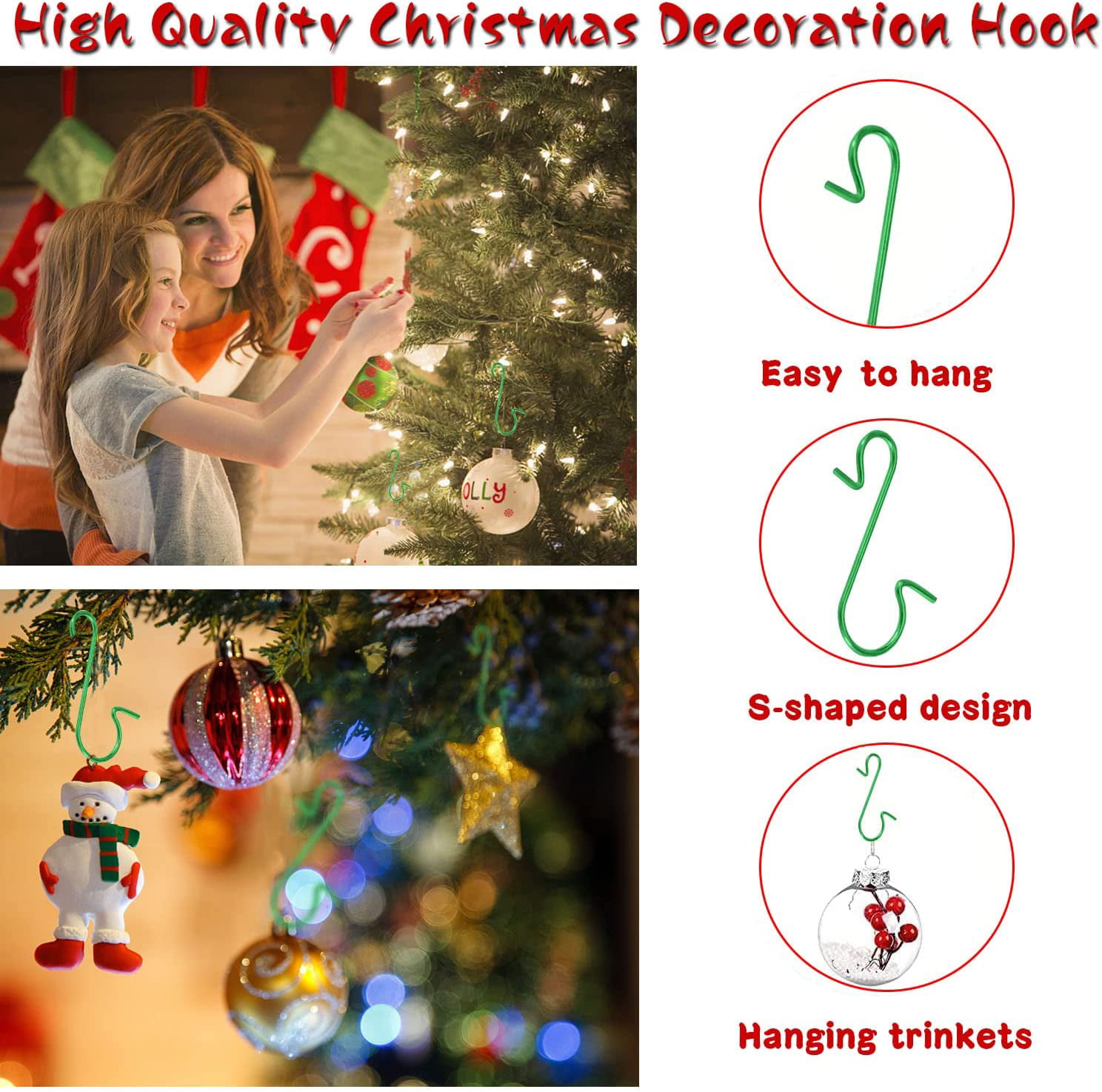 Holiday Style Ornament Hanger Hooks (100 Count) 