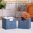 thumbnail image 4 of Wicker Storage Basket, Set of 2 Hand-Woven Storage Baskets for Shelves with Handles, Foldable Cube Storage Bins Organizer, Blue 13x13 Inch Large Wicker Baskets for Pantry Bedroom Decor, Blue, 4 of 5