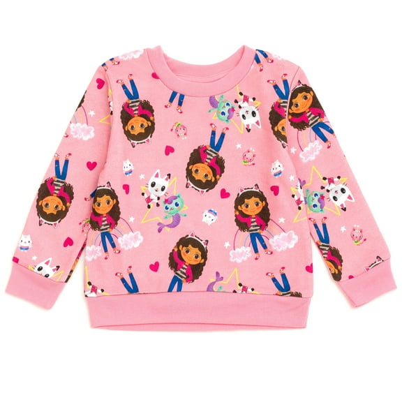 Dreamworks Gabby's Dollhouse Pandy Paws MerCat Cakey Cat Toddler Girls French Terry Sweatshirt Pink 2T