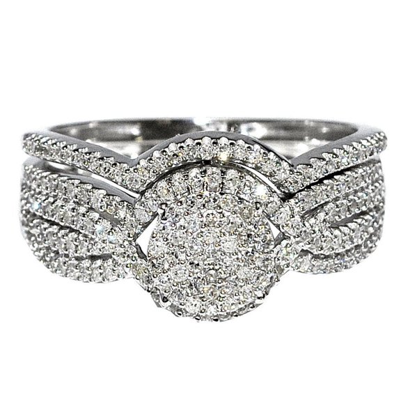 Midwest Jewellery 1/2cttw Diamond Bridal Wedding Rings Set 2 Piece 10K White Gold Engagement and Band (0.5cttw)