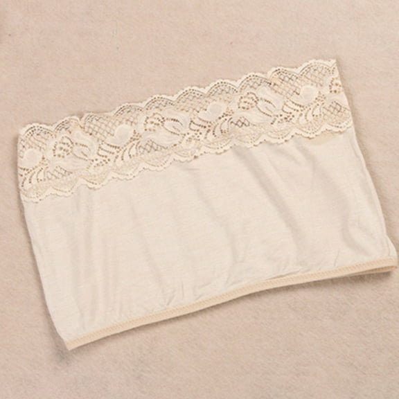 HEMOTON 3pcs Women's Lace Strapless Seamless Stretchy Bandeau Tube Bra Comfortable Bra