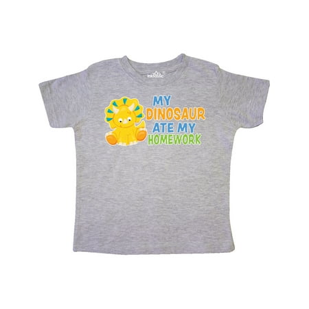 

Inktastic My Dinosaur ate my Homework with Cute Dinosaur Gift Toddler Boy or Toddler Girl T-Shirt