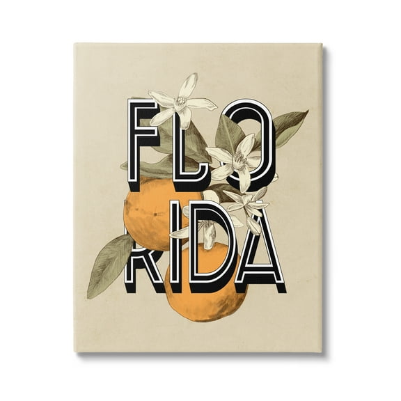 Stupell Industries Florida Orange Blossoms State Flower Typography Graphic Art Gallery Wrapped Canvas Print Wall Art, Design by Daphne Polselli