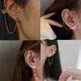 thumbnail image 4 of Simple Women Integrated Dangle Fashion Jewelry Stud Earring Clip Tassel Ear Cuff Long Chain Ear Line 1, 4 of 8