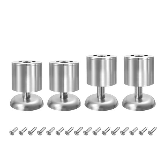 4Pack Metal Adjustable Furniture Legs for Bed Cabinet 60-70mm(2.4"-2.8"), Silver
