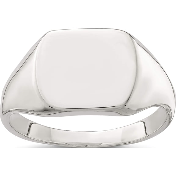 Sterling Silver 12X12mm Closed Back Signet Ring (Size 10) Made In India qr2445-10