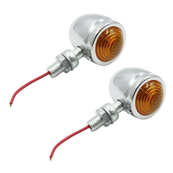 Unique Bargains Motorcycle Metal Shell Round Shape Orange Turn Signal Light Lamp Pair