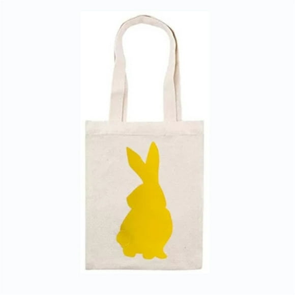 LSLJS Easter Basket Holiday Rabbit Bunny Printed Canvas Gift Carry Eggs Candy Bag, Easter Basket Stuffers on Clearance