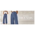thumbnail image 4 of BTFBM Women Wide Leg Dress Pants High Waisted Button Pleated Business Casual Trousers Office Work Palazzo Pants, 4 of 9