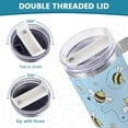 thumbnail image 5 of SKYSONIC Insulated Tumblers with Lids and Straws Handles 40oz Water Bottle Cute Bee Blue Travel Mug Reusable Stainless Steel Thermos Vacuum, 5 of 7