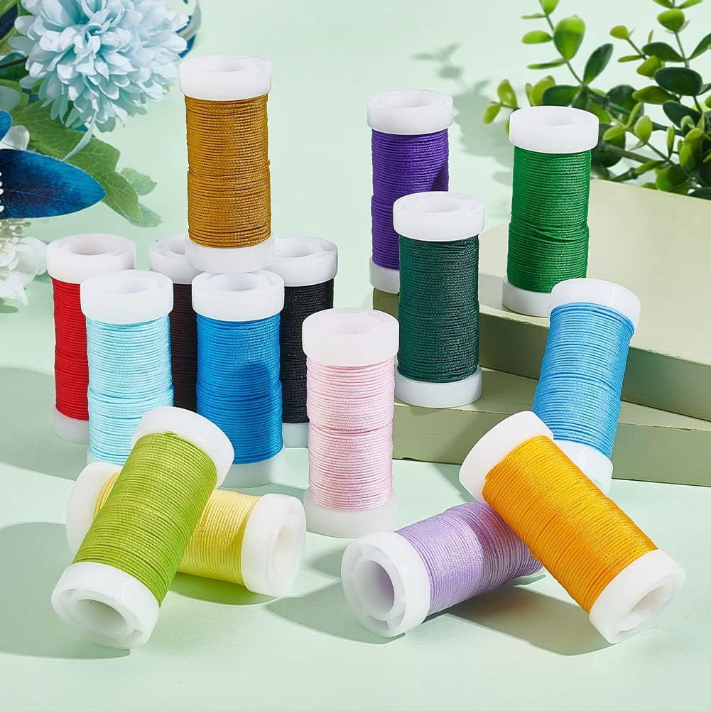328 Yards Nylon Thread 0.8mm Beading String Cord Chinese Knotting Cord Kumihimo Macrame Cord for Friendship Bracelet Christmas Jewelry Making