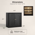 thumbnail image 3 of BEDEEP Storage Cabinet with Doors & Shelves, Modular Fluted Accent Arched Cabinet, Small Sideboard Buffet Coffee Bar Kitchen Pantry Cabinet, Media Console Credenza for Living Room, Bedroom, Black, 3 of 14