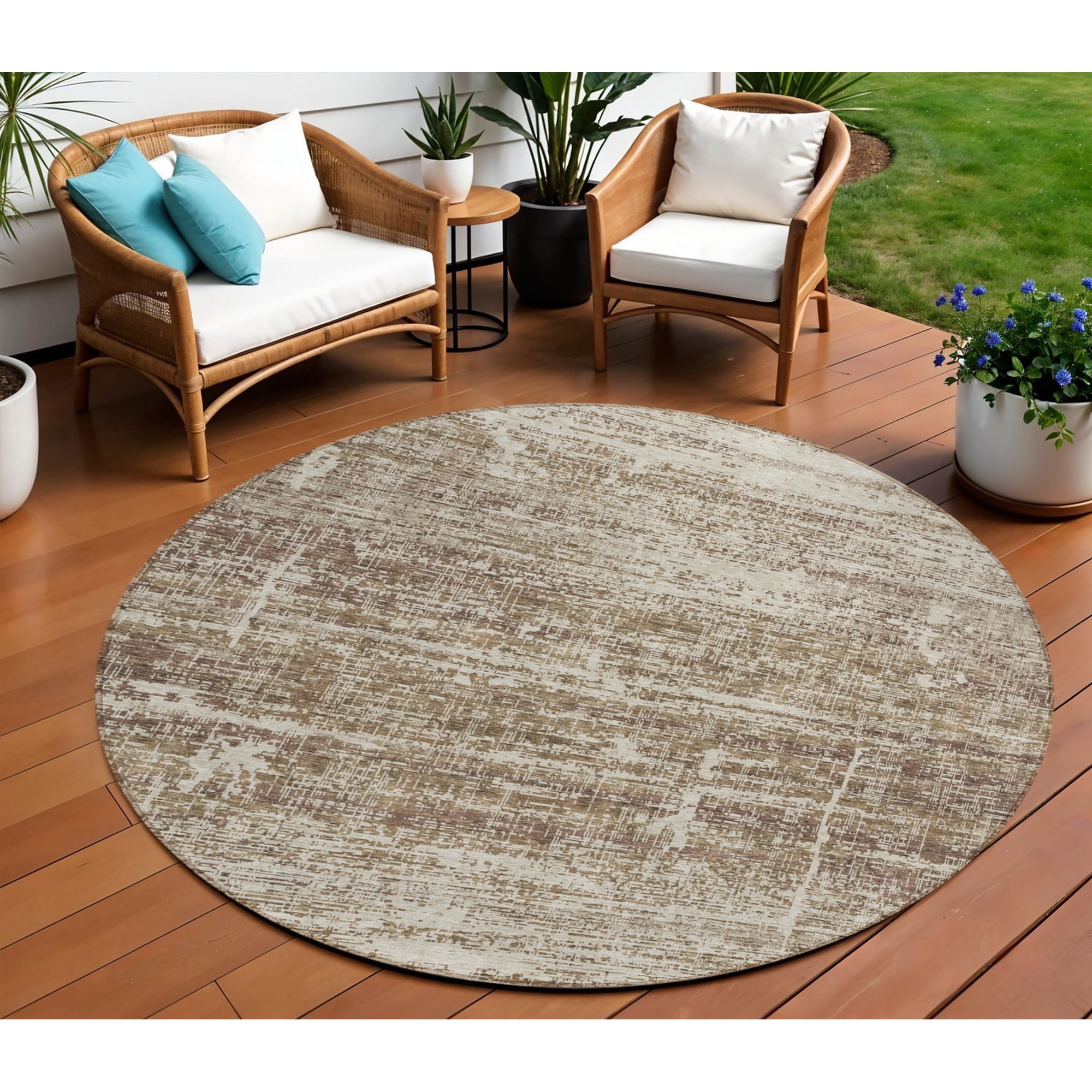 UPC 608219242510 - 8 Brown Beige And Taupe Round Abstract Washable ...