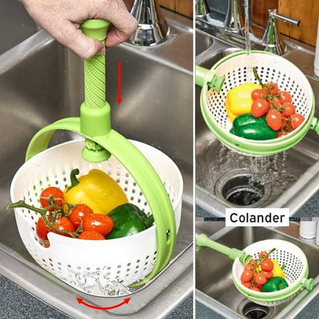 Multi Use Spinning Colander Salad Spinner Collapsible Kitchen