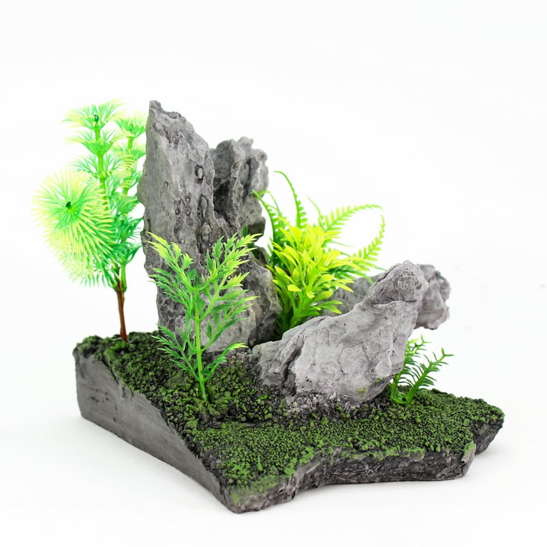 Penn-Plax Rock Aquascape Aquarium Decoration – Gray and Green