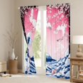thumbnail image 3 of Manfei Ukiyo-e Crane Black Out Curtains for Girls Women, Fuji Moon Wave Curtains Pack of 2 (42x63 Each), Pink Blue White, 3 of 6