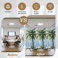 thumbnail image 5 of Coconut Tree Window Privacy Film Nautical Blue Wood Grain Starfish Vintage Decorative Glass Window Film UV Blocking Static Cling Non-Adhesive Sticker Covering for Home Door 17.7 x 78.7 inches, 5 of 7