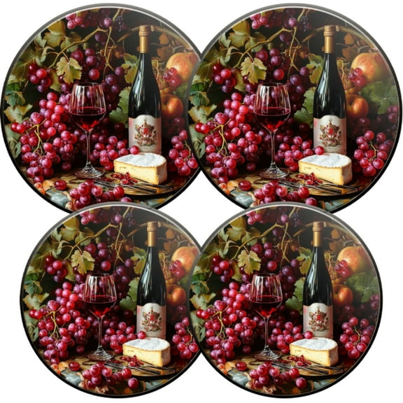 Electric Stove Burner Covers,4 Pcs Round Gas Burner Cover,8 and 10 Inch,Wine - themed Still Life with Fresh Produce