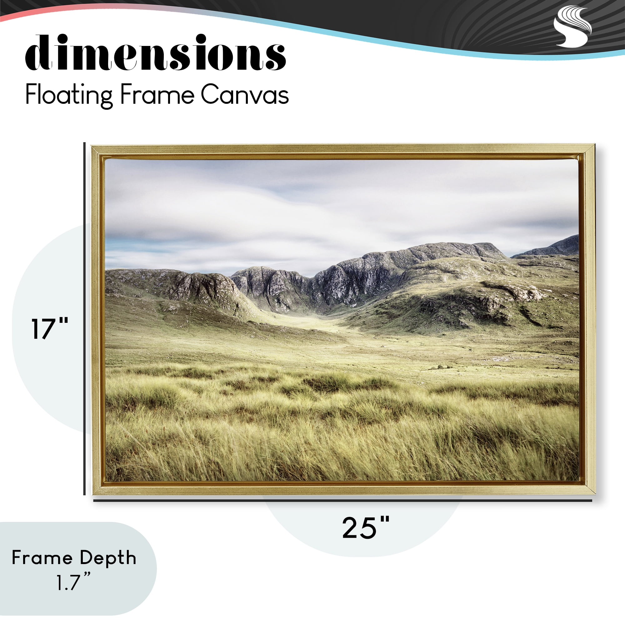 Stupell Industries Irish Countryside Hills Gold Framed Floater Canvas Wall Art, design by Andy Amos